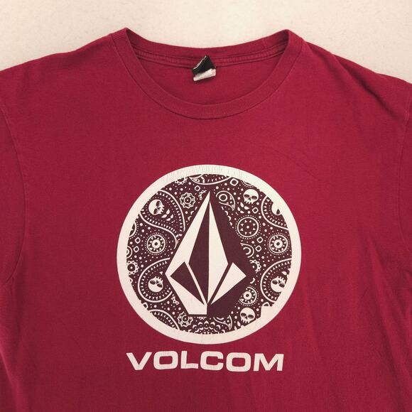 Volcom Crew Neck Short Sleeve Graphic T Shirt Mens Size Large L Maroon - Picture 1 of 10